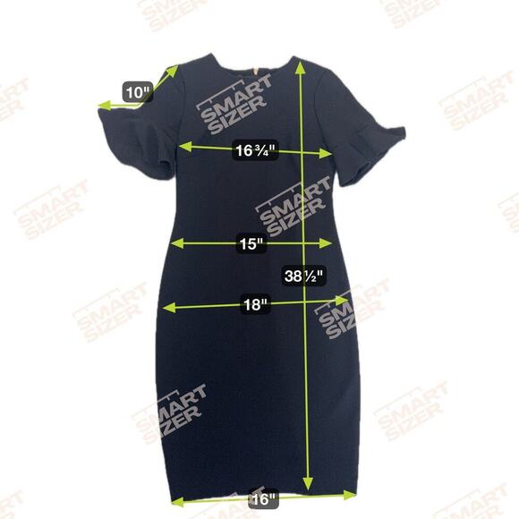 Calvin Klein Sheath Dress Flutter Sleeve Black Gold Exposed Zipper Women's Sz 4 - Picture 9 of 12